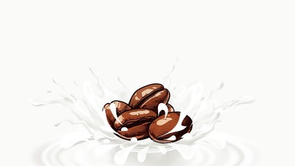 illustration of milk mixed with coffee beans