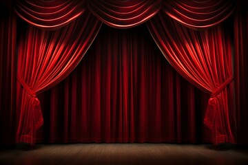 Red velvet cinema curtains opening for a premiere