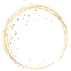 Gold Foil Frame. Gold splatter frames glitter.Gold stroke on transparent background.Abstract line hand-drawn with gold glitter. Luxury gold frames or borders for wedding invitations and wedding cards.