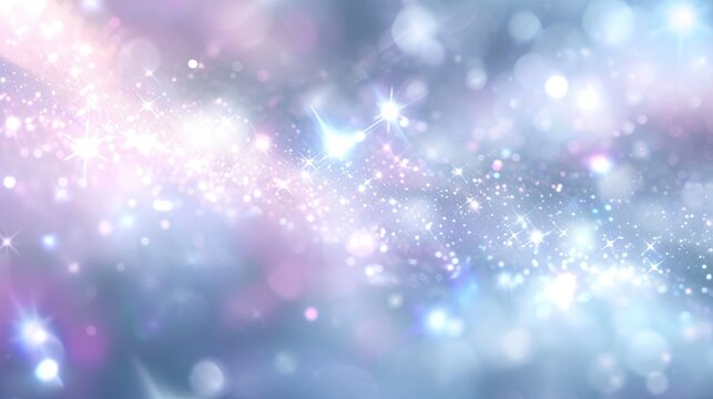 Shaped colorful light blue and purple bokeh, blurred festive shining particles background, wallpappers