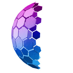 Fototapeta premium 3d hexagonal half sphere shape on transparent background