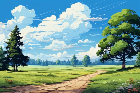 Add a touch of tranquility to your visual narratives with an empty road cutting through the peaceful countryside, harmonizing nature and the distant, Generative AI