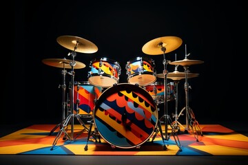 Fototapeta na wymiar A drum set ready for an energetic performance