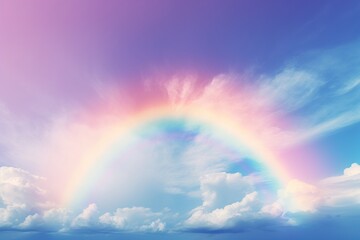 A vibrant rainbow arching across the sky