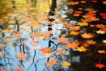 Reflection of autumn foliage in a pond