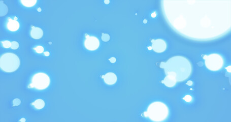 Christmas festive bright New Year background from white glowing winter beautiful falling flying patterns of Christmas tree toys balls on a blue background