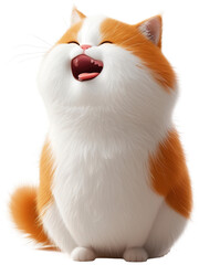 Cute fat cat smiling happily isolated on transparent background. PNG