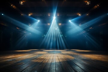 Step into the center stage with a spotlight background, featuring a single beam of light that draws attention to the focal point, Generative AI