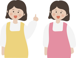 앞치마 주부 엄마 어린이집 교사 일러스트