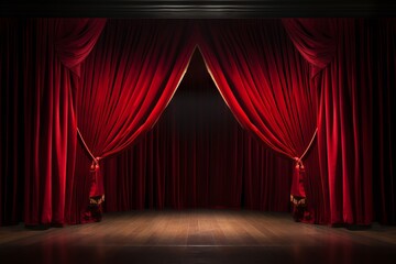 Fototapeta premium Theater curtains opening for a grand reveal