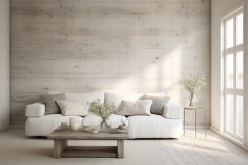Fototapeta na wymiar Whitewashed wooden wall for a relaxed space