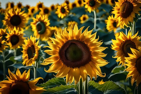 A radiant and enchanting image of a sunflower with its golden petals,