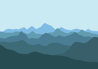 Fototapeta na wymiar Beautiful landscape mountains. Vector illustration in flat style.