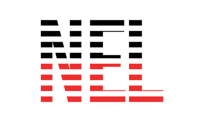 NEL three initial letter iconic line negative space minimal logo design vector template. monogram, abstract, wordmark, business, typography, minimalist, brand, company, flat, modern, unique, simple