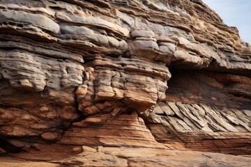 A close up of a weathered and resilient rock formation, shaped by the passage of time