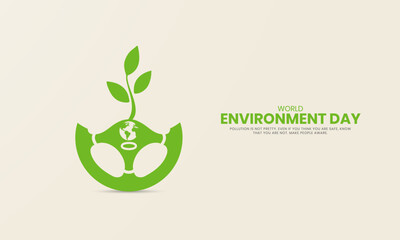 World Environment day, Save Environment save world, Creative Concept design for banner and poster. 3D illustration