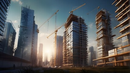 building under construction,The construction of buildings in the future will involve a dedicated project that involves double exposure to civil engineering design. A design for corporate governance an