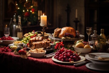Naklejka premium A table set for a festive Christmas feast