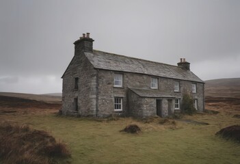 Obraz premium Old stone private house in a secluded location, scenic spots, daytime, vintage, abandoned