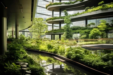 Foto op Plexiglas Modern office buildings with innovative green spaces © KerXing