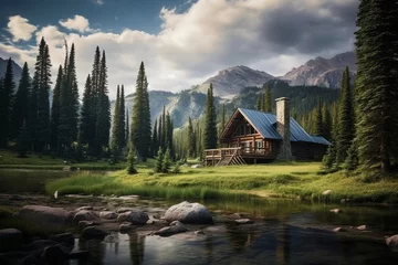  Rustic cabin nestled in a picturesque landscape © KerXing