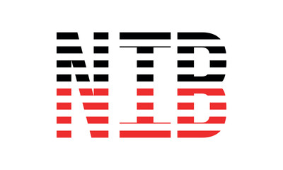 NIB three initial letter iconic line negative space minimal logo design vector template. monogram, abstract, wordmark, business, typography, minimalist, brand, company, flat, modern, unique, simple