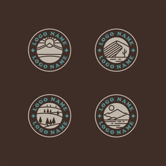 set of vintage Landscape retro labels