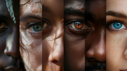 Craft an imaginative portrayal of diverse skin tones celebrating the beauty of human differences and the harmony they create