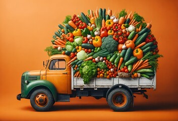 a truck loaded with vegetables