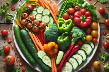 a heart-shaped arrangement of healthy vegetables