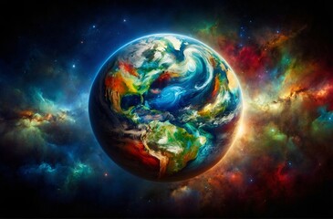 Obraz na płótnie Canvas a vibrantly colored Earth in space