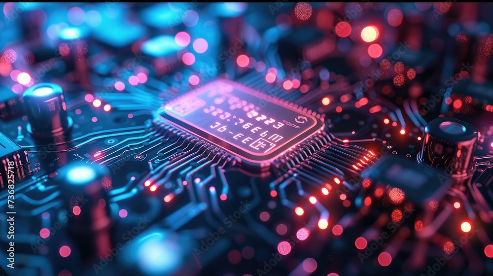 Fototapete abstract glowing processor chip representing cyber security concept and data protection, cyber secur