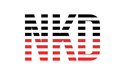 NKD three initial letter iconic line negative space minimal logo design vector template. monogram, abstract, wordmark, business, typography, minimalist, brand, company, flat, modern, unique, simple