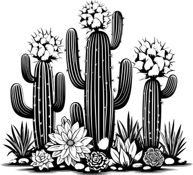 Succulents clip art preview