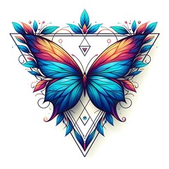 BEAUTIFUL MULTICOLORED BUTTERFLY TRIANGLE BANNER WITH SPACE TO WRITE