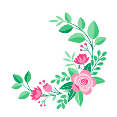 Floral design with leaves and swirl vector isolated