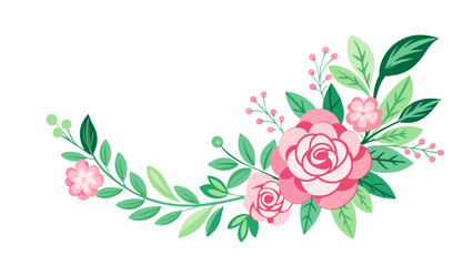 Floral design with leaves and swirl vector isolated