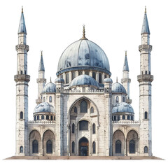 Fototapeta na wymiar mosque isolated on transparent background, element remove background, element for design