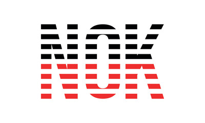 NOK three initial letter iconic line negative space minimal logo design vector template. monogram, abstract, wordmark, business, typography, minimalist, brand, company, flat, modern, unique, simple