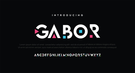 Gabor , a modern alphabet lowercase font. minimalist typography vector illustration design