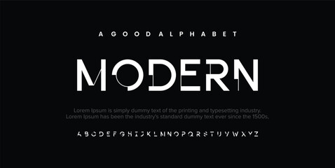 Modern alphabet font. Creative abstract urban, futuristic, fashion, sport, minimal technology typography. Simple vector illustration with number - obrazy, fototapety, plakaty