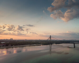 North bridge at the sunrise, aerial urban view - 736830952