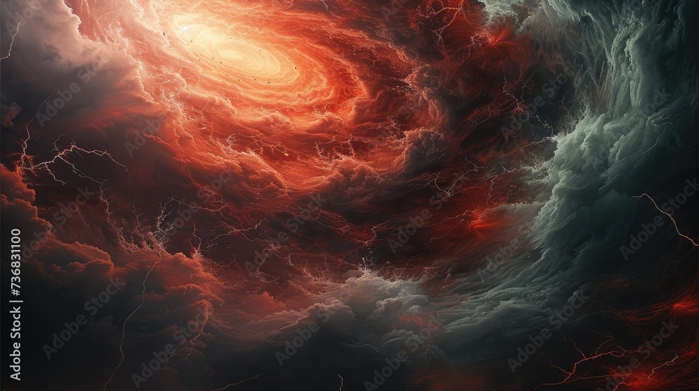 Poster a swirling storm of red and black hues, embodying the essence of a chocolate tempest over a desolate