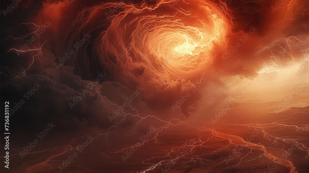 Poster a swirling storm of red and black hues, embodying the essence of a chocolate tempest over a desolate