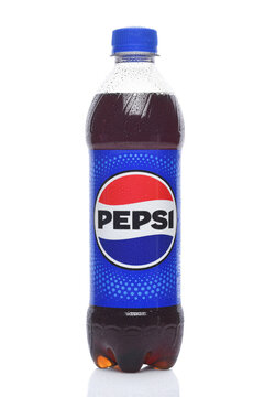 IRVINE, CALIFORNIA - 14 FEB 2024: A  16 ounce bottle of Pepsi with condensation.