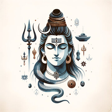 Maha Shivratri Lord Shiva Artwork, Mahadev illustration