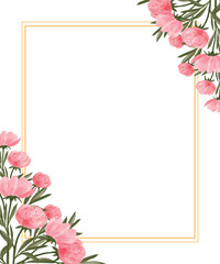 frame with pink peony bouquet