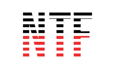 NTF three initial letter iconic line negative space minimal logo design vector template. monogram, abstract, wordmark, business, typography, minimalist, brand, company, flat, modern, unique, simple