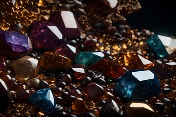  A super-realistic depiction of a mineral stone, employing flawless lighting to capture the fine details, vibrant hues, and captivating crystalline structures in high-definition clarity 