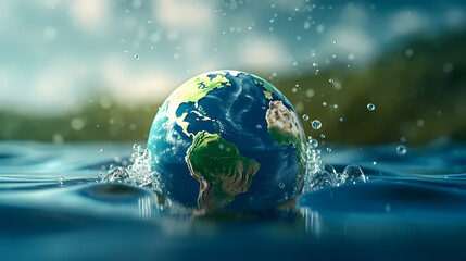 World water day concept, idea of saving water and protecting world environment
